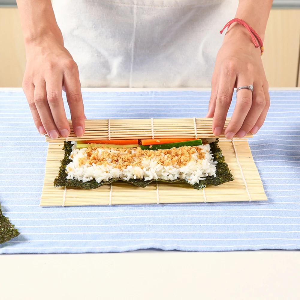 1 шт. приспособление для суши бамбуковая сворачивающаяся Подставка под прибор DIY рисовый онигири роллер Куриный Рулет ручная работа кухня японская кухня инструменты для приготовления пищи