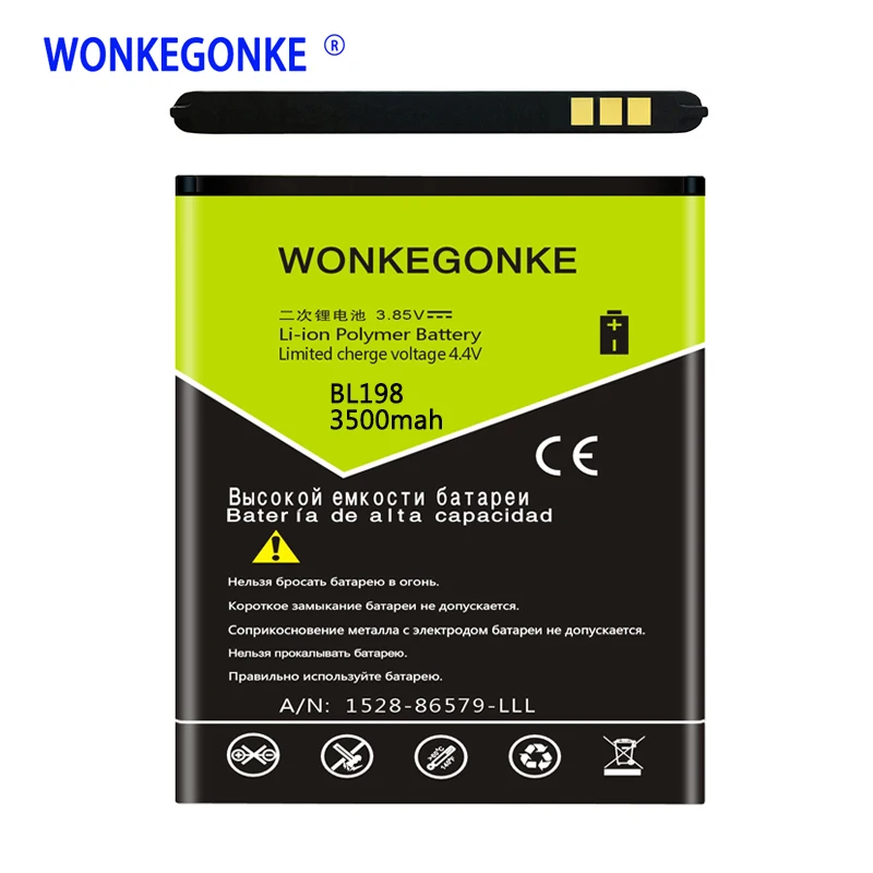 

WONKEGONKE BL198 Battery for Lenovo A850 A860E S890 A859 A830 K860 K860i A678T S880 S880i Batteries Bateria