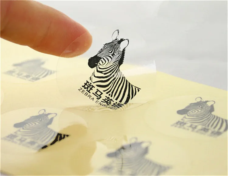 1000pcs Animal Customized Digital Printed Clear Zebra Labels Stickers