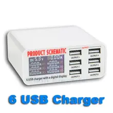 EE. UU. de LA UE REINO UNIDO Multi 6 Puertos Usb Cargador Con Pantalla Lcd voltímetro inteligente cargador de pared para yotaphone 2 doogee x5 s6 18650 celular teléfono