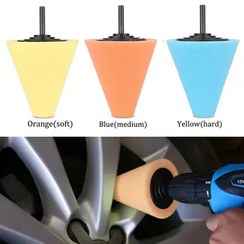 

1/4''/6MM Wheel Hub Polish Buffing Shank Polishing Sponge Cone Metal Foam Pad Automotive Car Cleaning Wheel Care