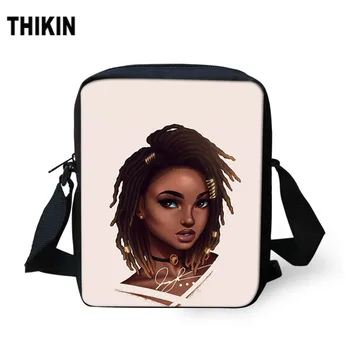 

THIKIN Messenger Bags for Women Shoulder Crossbody Bag Ladies Black Art African Girls Printing Handbags Kids Crossbody Bag Bolsa