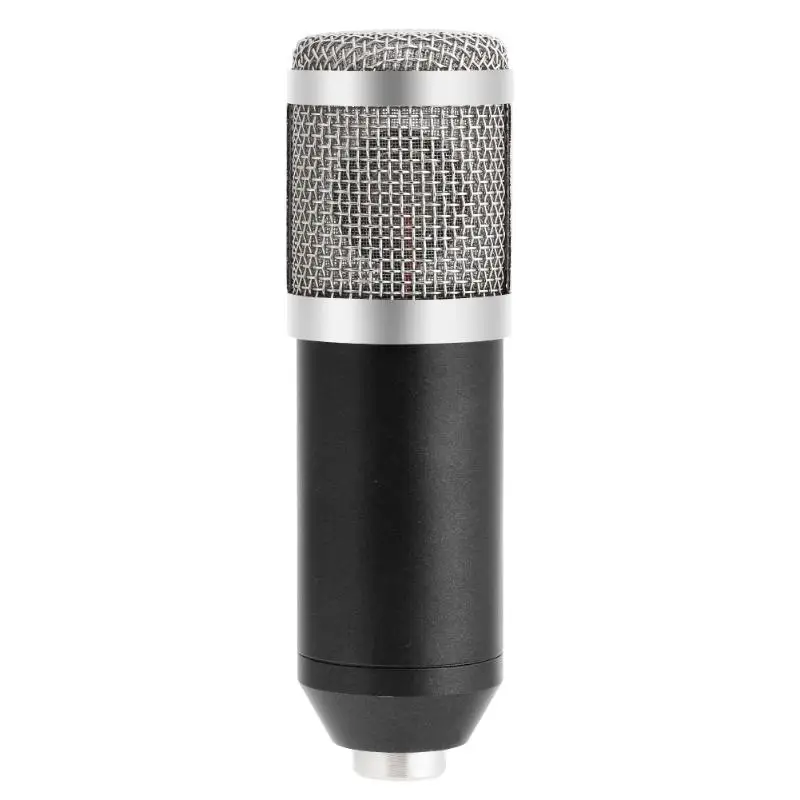 Alloyseed, Универсальный проводной конденсаторный микрофон, звуковой Студийный микрофон, набор с амортизатором для пения, записи, вещания - Цвет: Черный