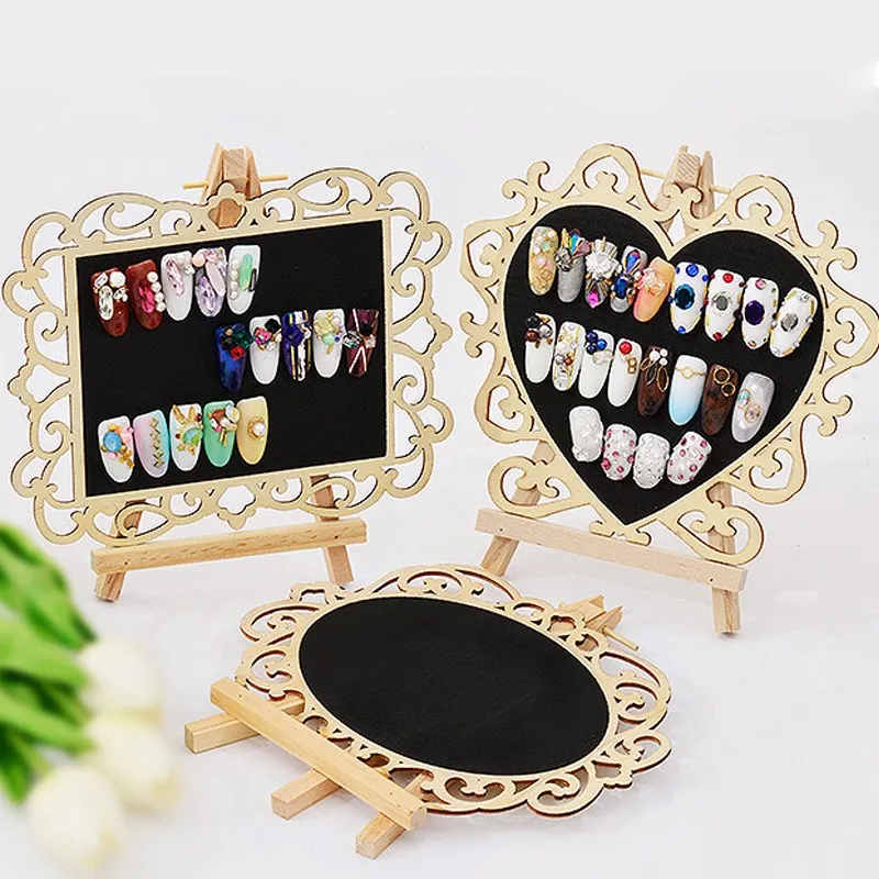 Nail Art Display Board Chart Vintage Wood UV Gel Polish Color Tips
