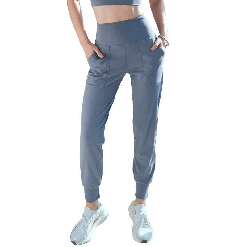 Для женщин свободный крой Ультра мягкий Dri Сапоги выше колена растягивающиеся спортивная для йоги и бега Фитнес Jogger штаны с боковыми карманами
