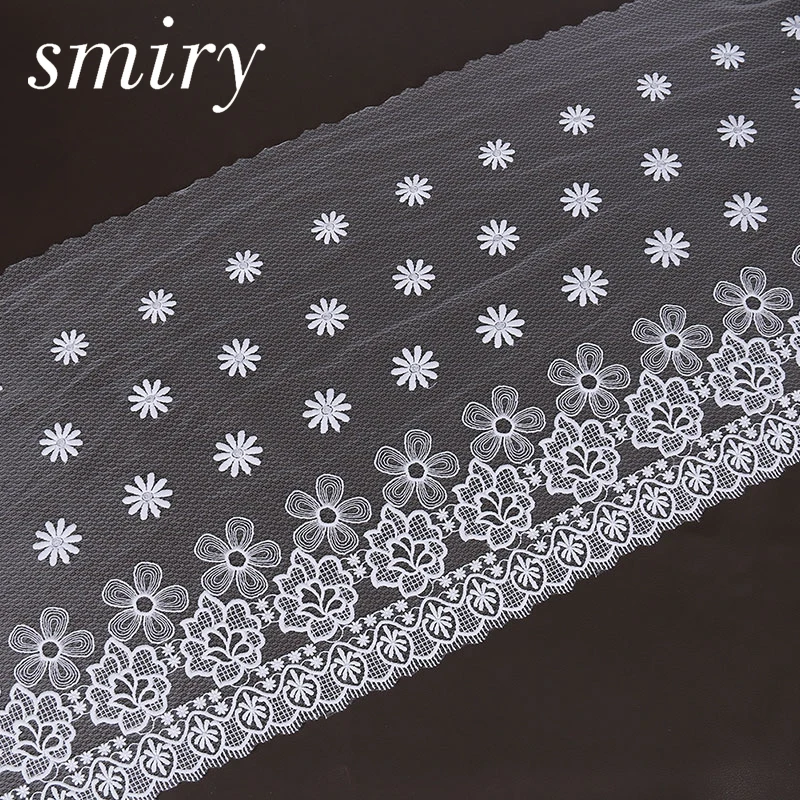 Smiry 2Yards Embroidered Beautiful Flower Mesh Fabric Lace Trim