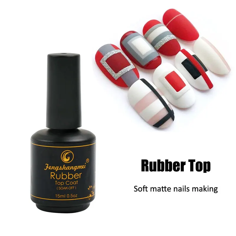 Fengshangmei 15ml Matte Rubber Top Coat Gel Polish Seal UV Neon Art Design Matte Base Coat Gel Vanishes Popular Lak Lacquer