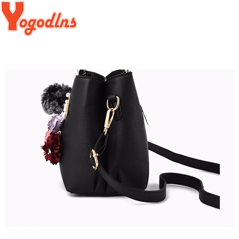 Yogodlns PU Leather Bags for Women Shoulder Bag flower Solid color bag feminina Handbag crossbody leather bag