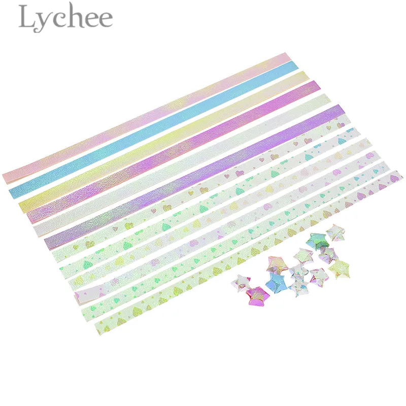 Lychee милый набор для складывания оригами радужного цвета блестящая бумага ручной работы DIY бумажная звезда ремесла