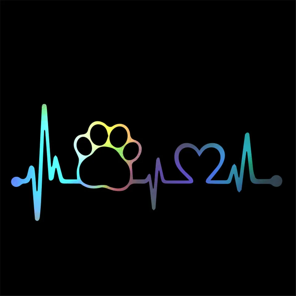 Cunymagos 17.87.7cm 3D Car Styling Stickers Dog Paw Heartbeat Car Stickers and Decals Car Body Stickers (7)