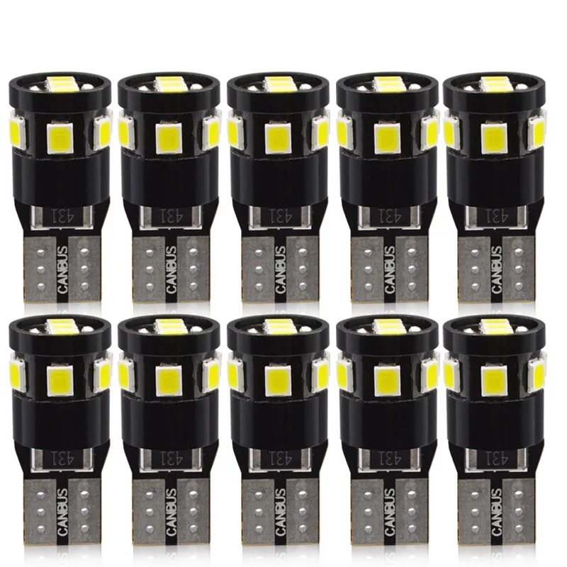 

Safego 10pcs/Lot Car T10 Canbus 2835 9SMD Error Free LED W5W 194 Wedge Replacement Reverse White light bulbs No Error