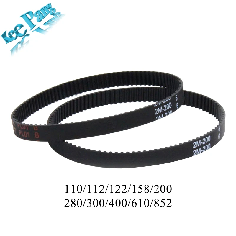 10pcs 2GT Closed Loop Timing Belts GT2 6mm Rubber Synchronous Parts 110 112 122 158 200