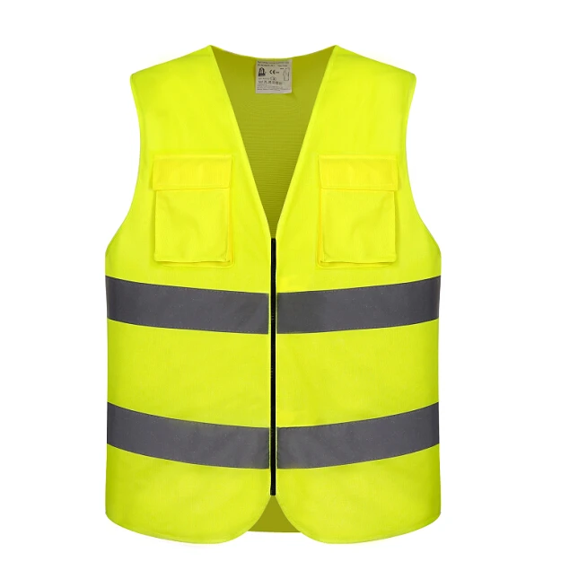 en20471 high visibility yellow reflective safety vest zipper reflective
