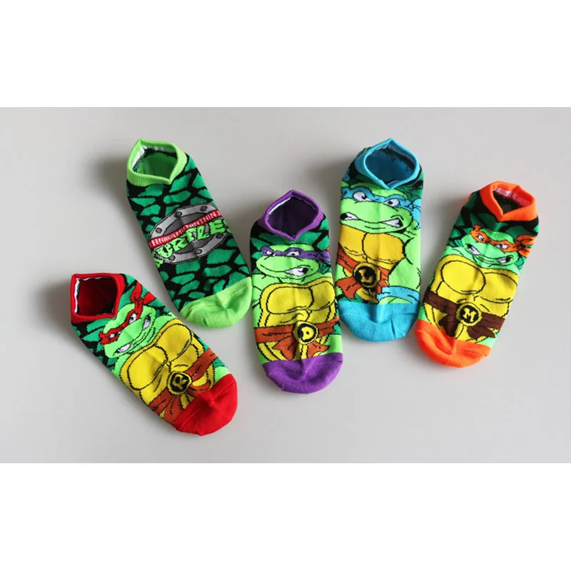 

New Fashion Short Low Cut Ankle Socks 5 Colors Stocking Ninja Turtles Socks 1Pair/lot Meia Ciclismo Compression Socks