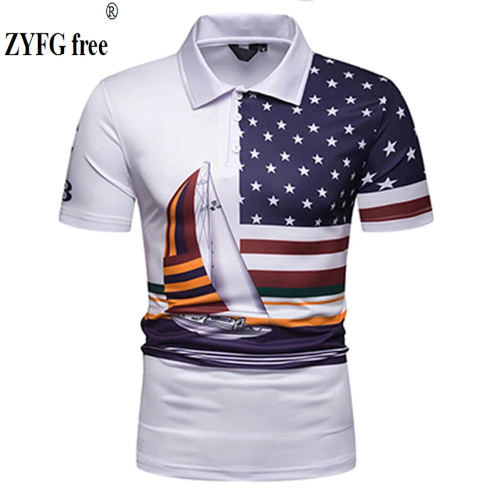 

High quality tops new men short sleeve Polo brand male creative fun print turn-down collar polo shirt tide male clothing