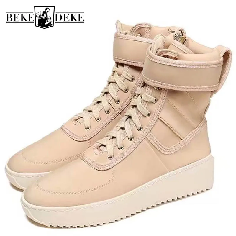 Мужские кроссовки в стиле милитари высокого качества; кожаные ботильоны на платформе со шнуровкой и молнией; модная обувь в стиле хип-хоп; б... Мужские кроссовки в стиле милитари высокого качества; кожаные ботильоны на платформе со шнуровкой и молнией; модная обувь в стиле хип-хоп; б...