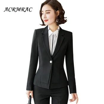 

ACRMRAC Women suits Slim Solid color jacket Pants 2 pieces set OL Formal Women pants suits Womens business suits 8707