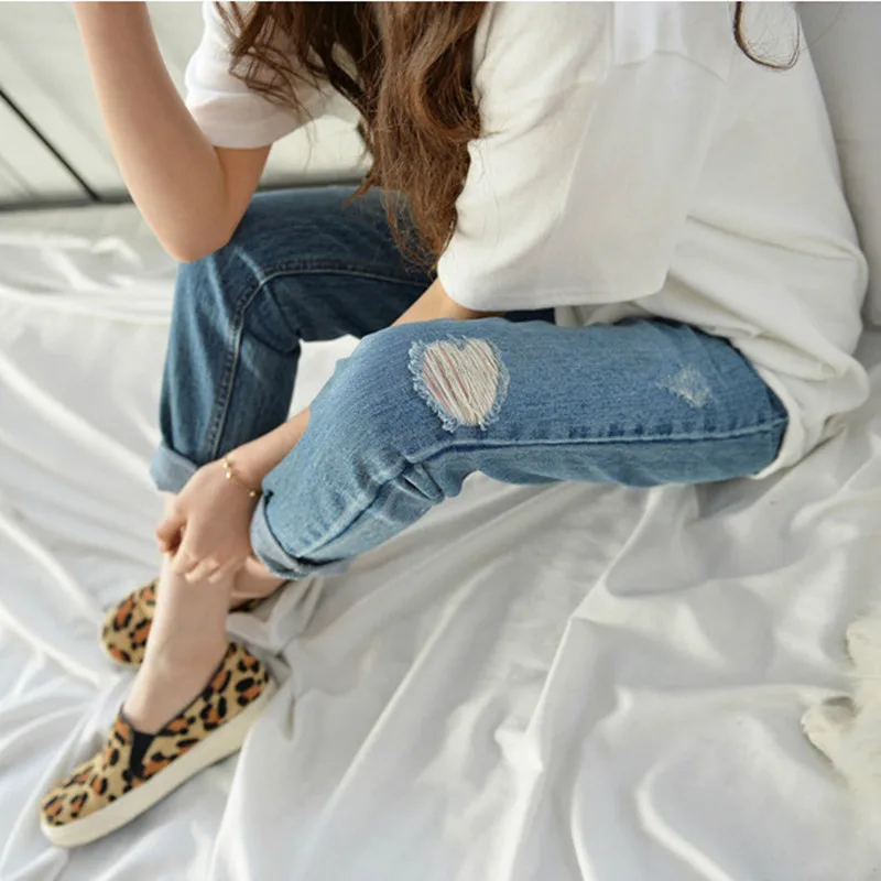 

6 EXTRA LARGE New Jeans Women Style Hole Jeans Woman Loose Cotton Pants Feet Colored Cotton Women's Jeans Pencil Pants Jeans