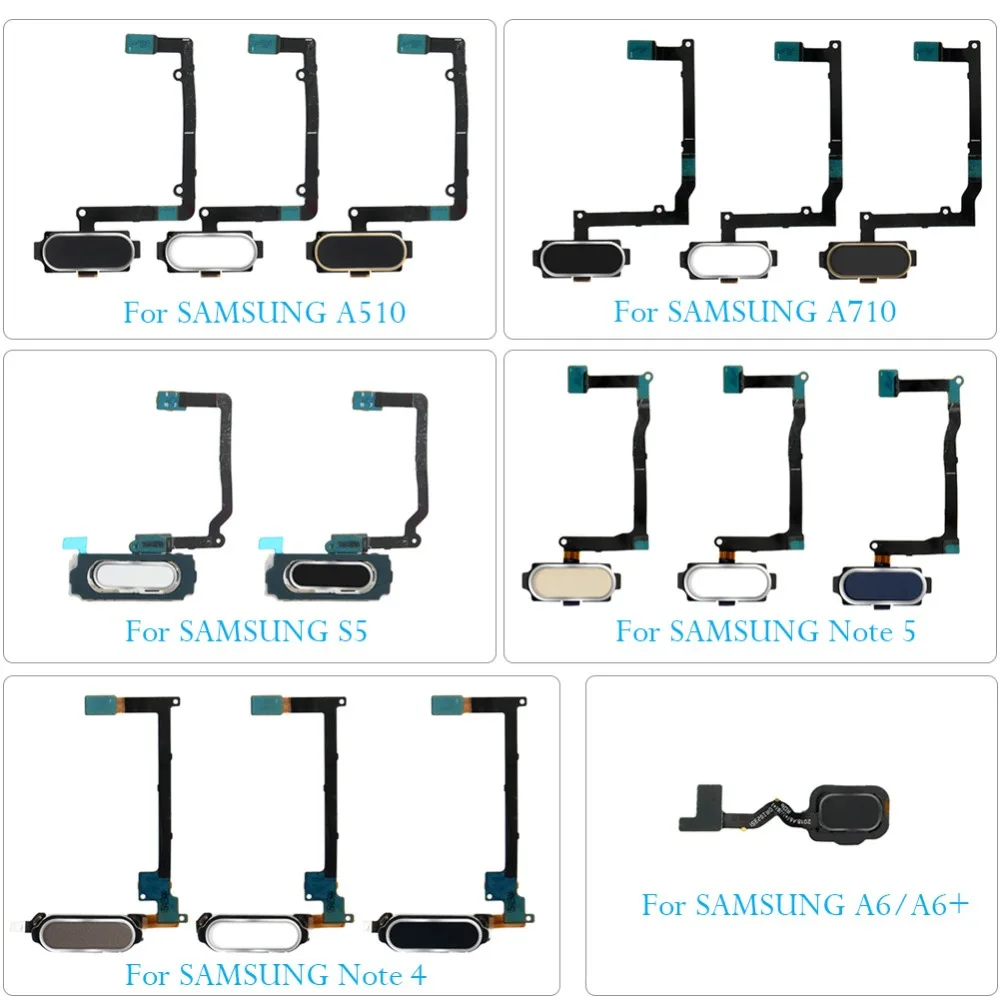 

Home Button for Samsung Galaxy A510 A710 Note 4 Note 5 A6/A6+ S5 FingerPrint Touch ID Sensor Flex Cable Ribbon Replacement Parts