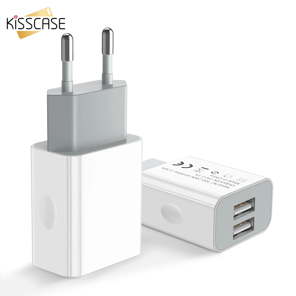 Зарядное устройство KISSCASE 2 порта 1 А USB для iPhone X XS Max настенное быстрое зарядное