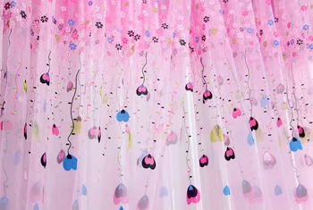 

LOZUJOJU 1 piece Heart yarn rustic cartoon small balloon window screening customize curtain blue