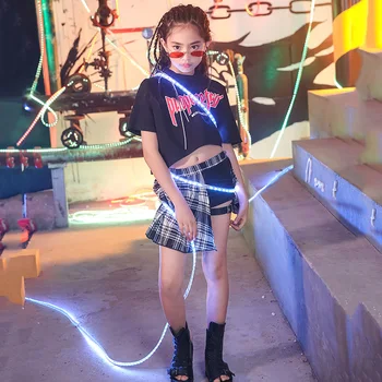 

Girls Dance Costume Hooded Hiphop Street Dance Practice Wear Jazz Rave Outfit Kids Cheerleader Performance Clothing Suit DC2258