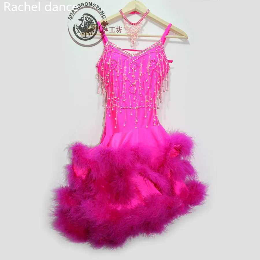 

Latin dancing Lotus Skirt Sequined Style V-Collar Back Open Sleeveless Samba Tango Dance Clothing Tassel Latin Dance Dress Set