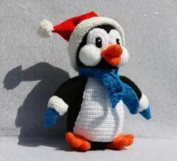 Вязаные игрушки amigurumi погремушка фигурка пингвина номер w459