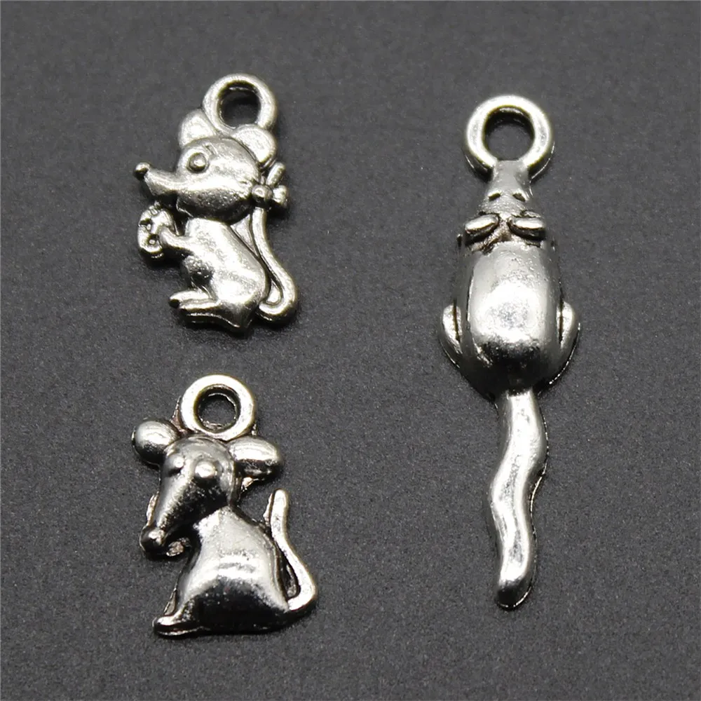 

50pcs Mouse Charms Antique Silver Color Rat Charms Pendants Jewelry Accessories Mouse Charms