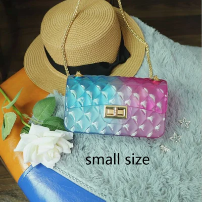 Цветная прозрачная летняя Клетчатая Желейная сумка ярких цветов, сумки через плечо, дизайнерская женская сумка-мессен - Цвет: blue and pink