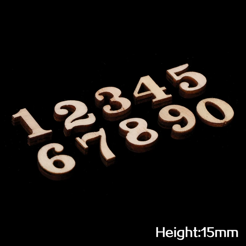 100Pcs Wooden 0-9 Numbers Embellishments 15mm Scrapbooking Card Making Craft DIY