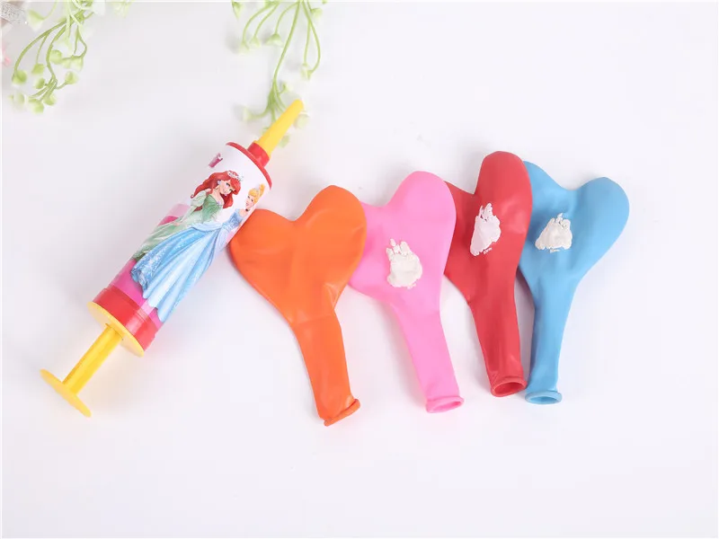 

6Pcs/Lot Balloons with Pump Disney Princess Colorful Latex Air Baloes Heart Shape for Kids Birthday Party Decoration Supplies