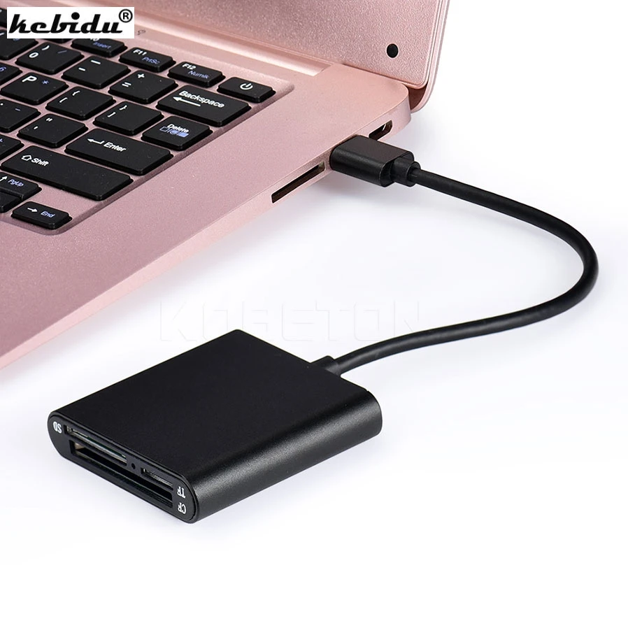 

kebidu Original 3 in 1 USB 3.0 Memory Card Reader Adapter 90m/s Super Speed smart Card Reader for TF CF micro SD For pc iphone