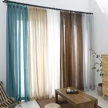White Solid Tulle Curtains for the Bedroom Blue Brown Grey Voile Sheers for Living Room Modern Blinds Window Door Tulles