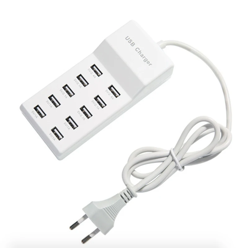 10 ميناء USB شاحن الجهاز اللوحي الاتحاد الأوروبي التوصيل 5 V 2.4A جدار شاحن محاور لسامسونج Xiaomi هواوي أقراص شاشة هاتف سريع شحن 5 V 1A