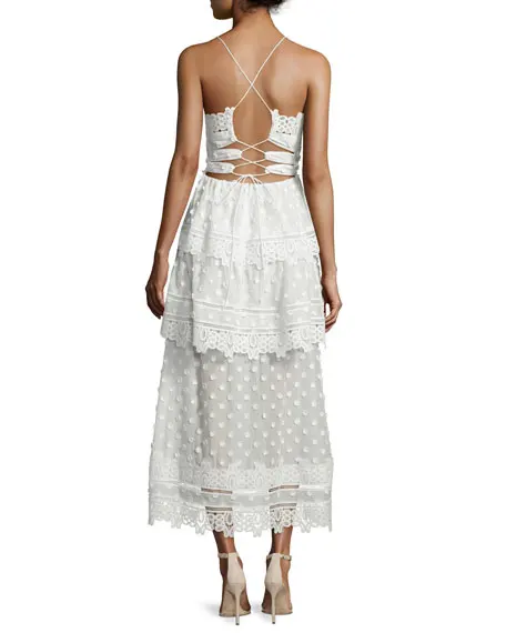 Self Portrait Ivy Lace Trim Midi font b Dress b font In font b Black b