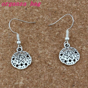 

Starfish Charm Earrings Silver plated Fish Ear Hook 24pairs/lot Antique Silver Chandelier Jewelry 12.5x32.5mm A-298e