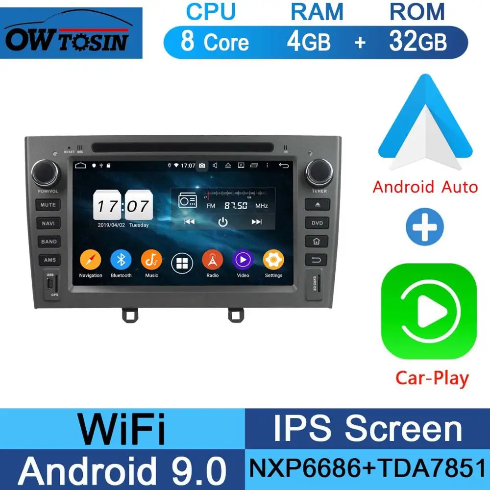 " ips Octa 8 Core 4G 64G Android9.0 автомобильный dvd-плеер для peugeot 408 308 308SW 2007-2011 DSP радио gps Parrot BT Adas мультимедиа - Цвет: 32G CarPlay Android