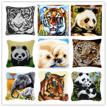 

Cushion Latch Hook Kit Pillow Mat DIY Craft Animal 42CM by 42CM Cross Stitch Needlework Crocheting Cushion Embroidery