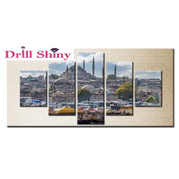 

5PCS DIY diamond, Wulian painting, exotic castle, diamond set, cross stitch