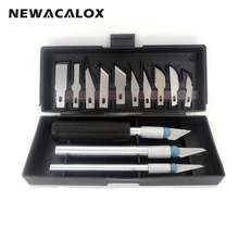 NEWACALOX 13PCS Hobby Knife Precision Blades DIY Tools Mobile Phone Films Tools Leather Wood Carving Tool Engraving Arts Craft