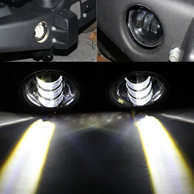  2pcs/Pair 30w led 4 inch White Round fog lights lens Projector 4'' Fog Lamp For Offroad Jeep Wrangl - 32737572931