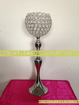 

Lastest 25" Silver Wedding Flower vases Crystal Table centerpiece Wedding Decoration 10PCS/LOT