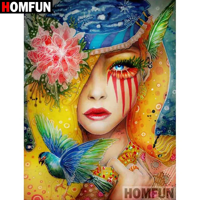 Алмазная 5D картина HOMFUN сделай сам полноразмерная/круглая вышивка Девушка