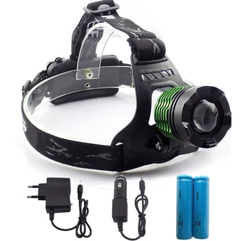 

Rechargeable T6 Led Headlamp Headlight Torch Frontal Flashlight 2000Lm Headlight With AC Car Charger 18650 Battery