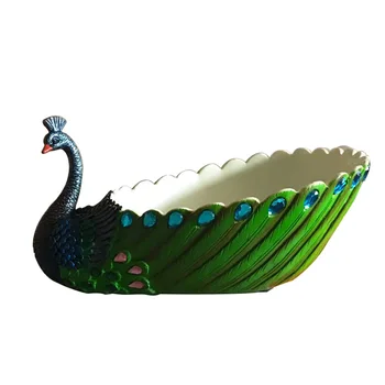 

Classic Resin Peacock Fruit Dish Figurines Peacock Model Figurines Miniature New Year Home Decoration Accessories Handwork Gifts