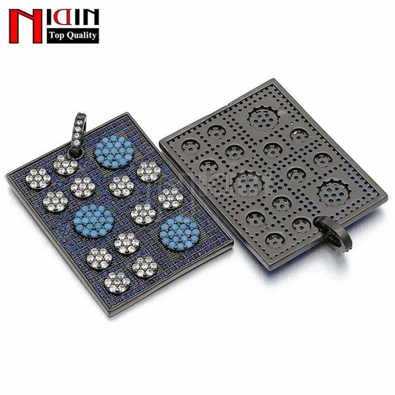 

Black Flower Luxury Shining CZ Beads Connectors Pendants Jewelry Findings Fit Earrings Necklaces Bracelets Making cabochon