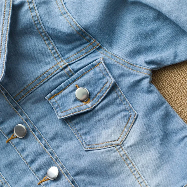 2-8 y children girls jackets long sleeve lace denim jackets for girls clothes spring autumn coat fashion wash denim jacket girl (8)