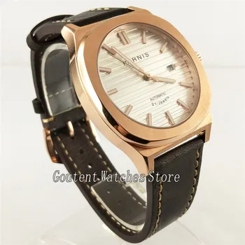 

Parnis 43mm Rose Gold Case Sapphire glass Miyota 821A Automatic Mens Watch 2715