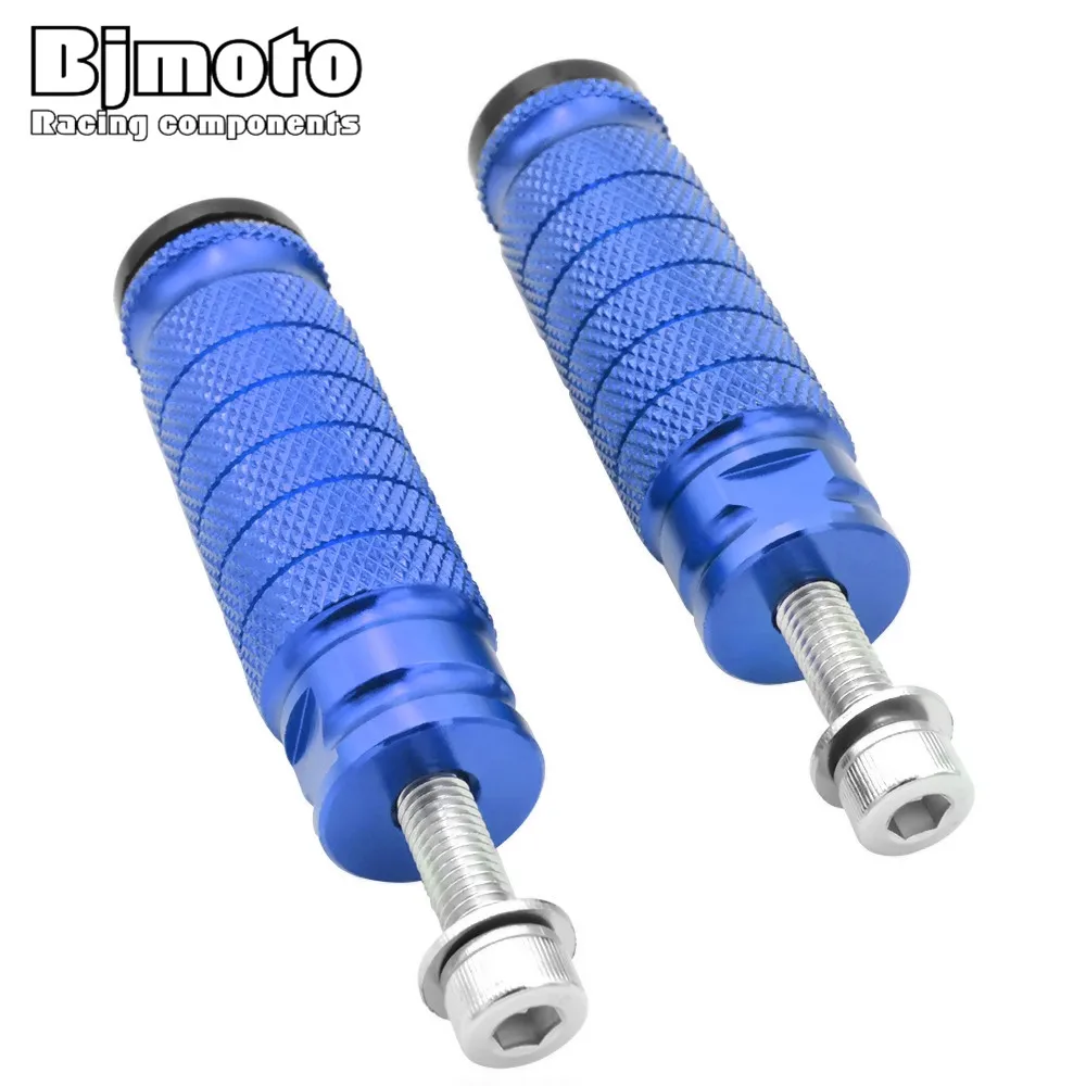BJMOTO Pair Blue CNC Universal Motorcycle Bike Footrests Footpegs Foot